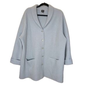 VTG Eileen Fisher Boiled Wool Lightweight Coat Size 1X Pastel Blue Lagenlook